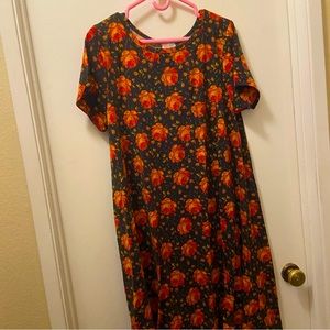 LuLaRoe Dark Floral Dress Midi Fall 2XL